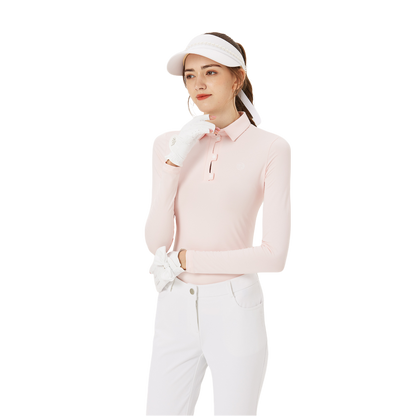 BLKTEE small-breasted lapel women's long sleeves (pink)