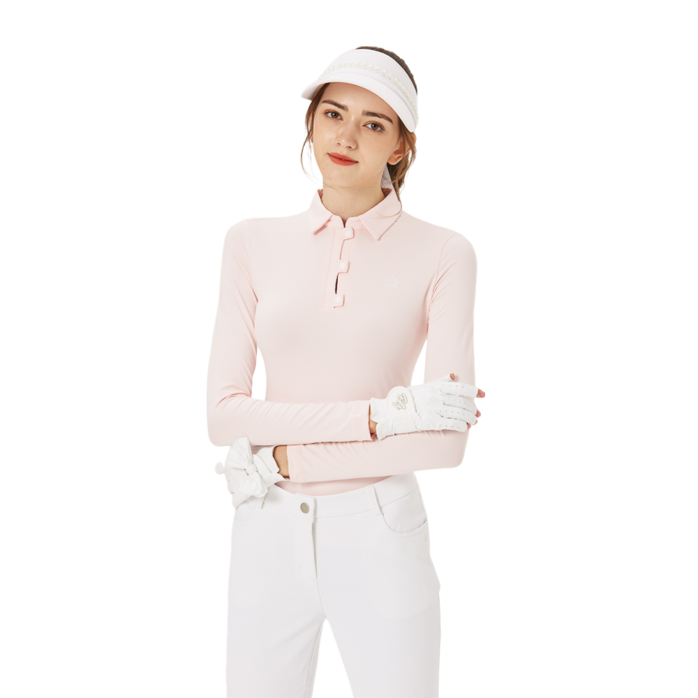 BLKTEE small-breasted lapel women's long sleeves (pink)