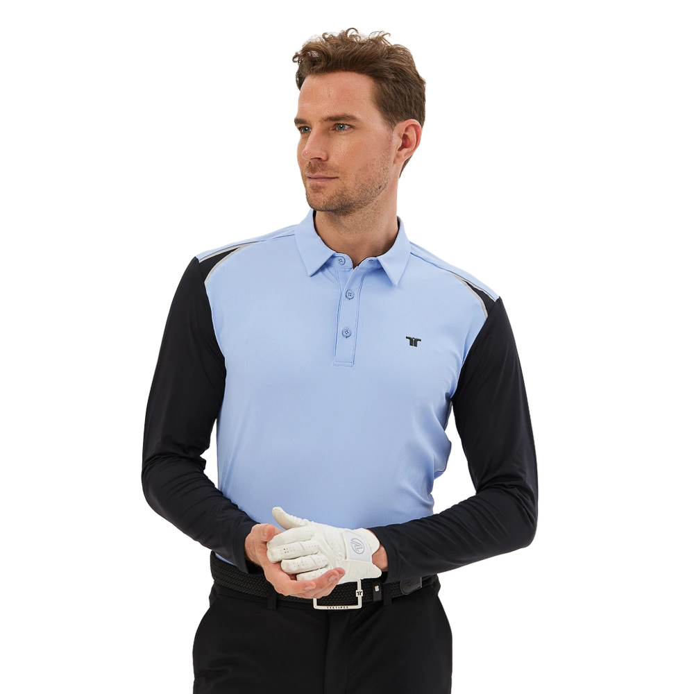 TEETIMES double fabric stitching men's long sleeves (light blue)