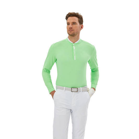 TEETIMES high elastic double beads small stand collar men's long sleeves (fruit green)