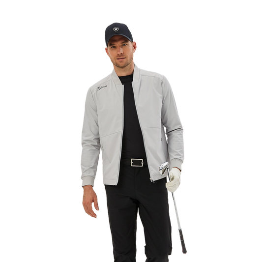 TEETIMES concealed plaid stretch windbreaker long-sleeved vest (light gray)