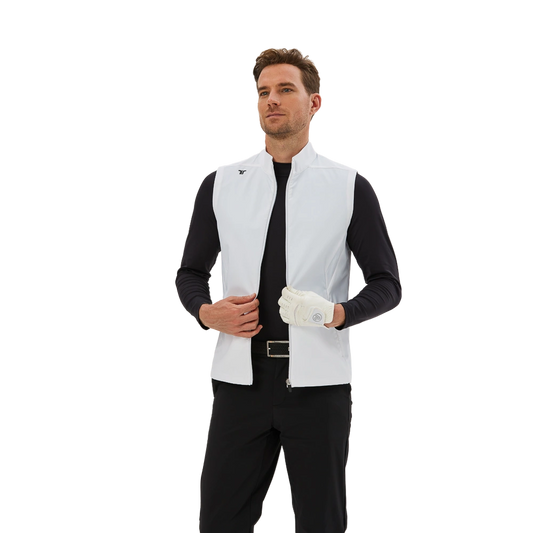 TEETIMES hidden plaid stretch windbreaker sleeveless vest (white)